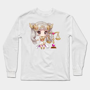 Libra Chibi Zodiac Anime Girl Long Sleeve T-Shirt